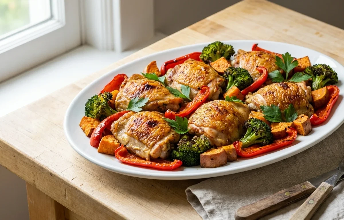 Sheet Pan Chicken Thighs with Roasted Vegetables
