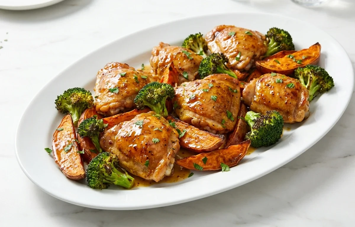 Sheet Pan Honey Mustard Chicken Thighs High Protein
