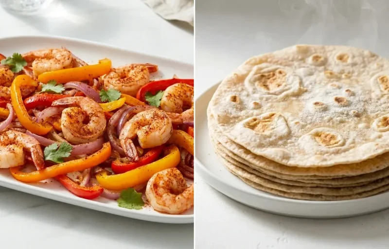 Sheet Pan Shrimp Fajitas with Whole Wheat Tortillas