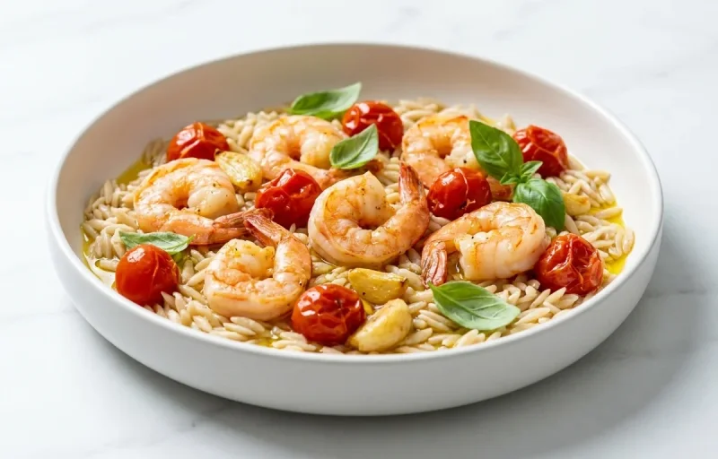 Sheet Pan Shrimp with Orzo