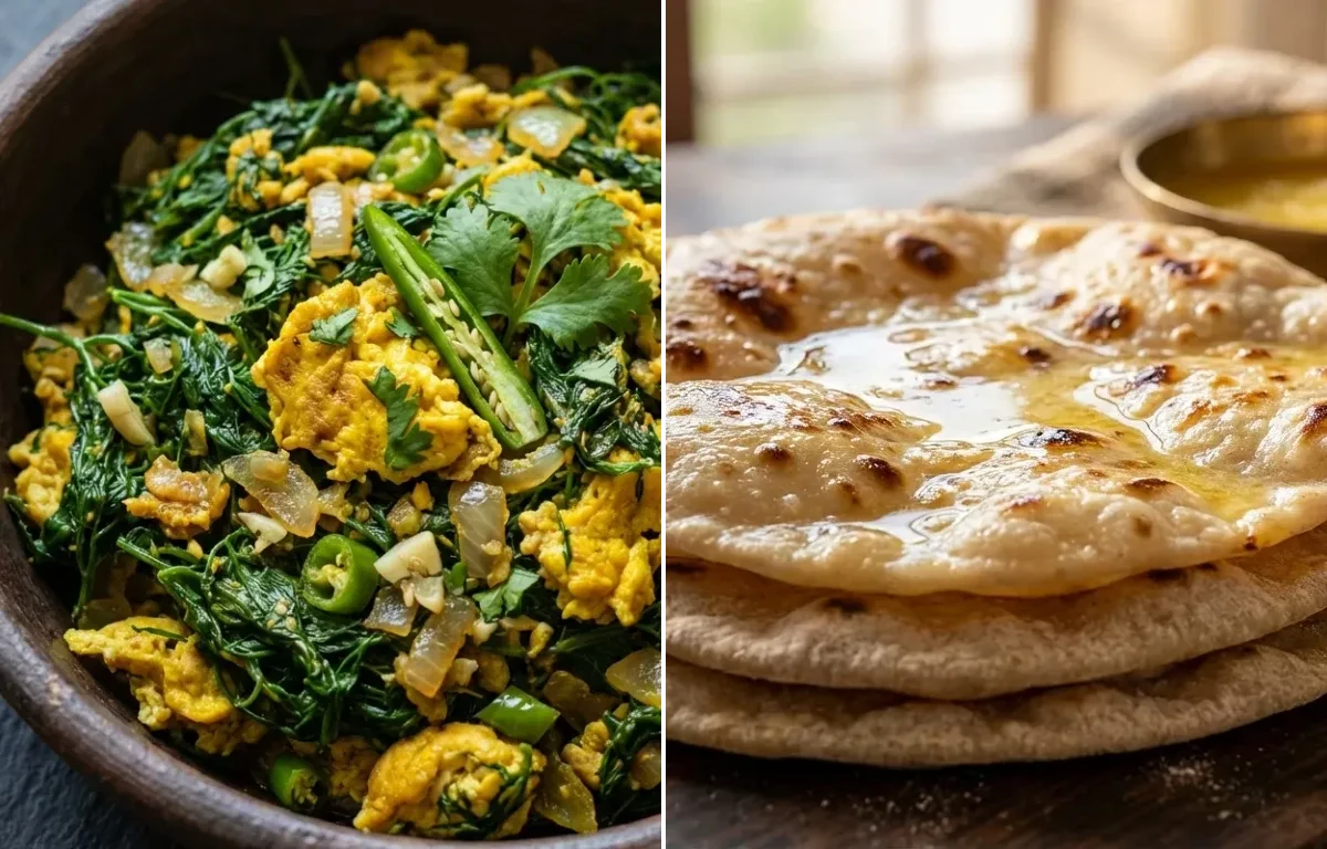 Shepu Bhaji Anda Bhurji with Chapati
