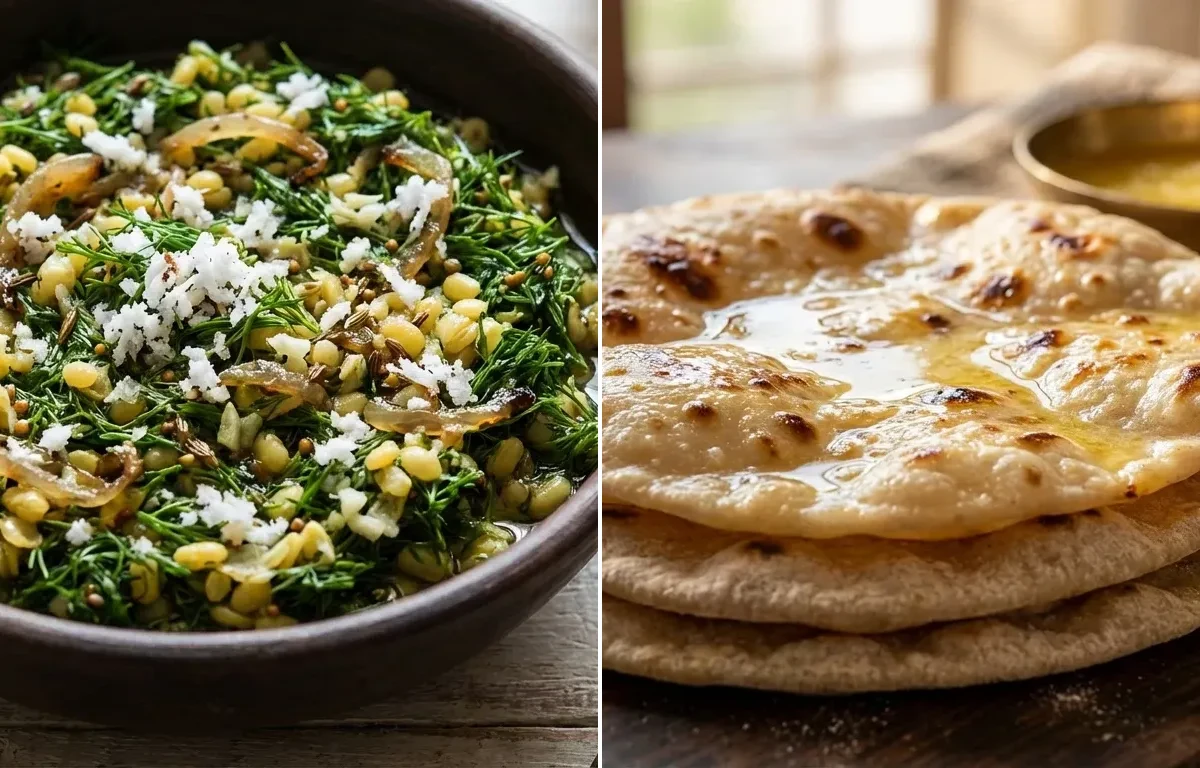Shepuchi Bhaji with Chapati
