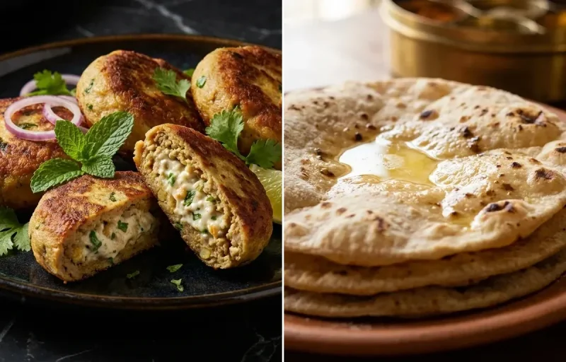 Shikampuri Kebab with Roti