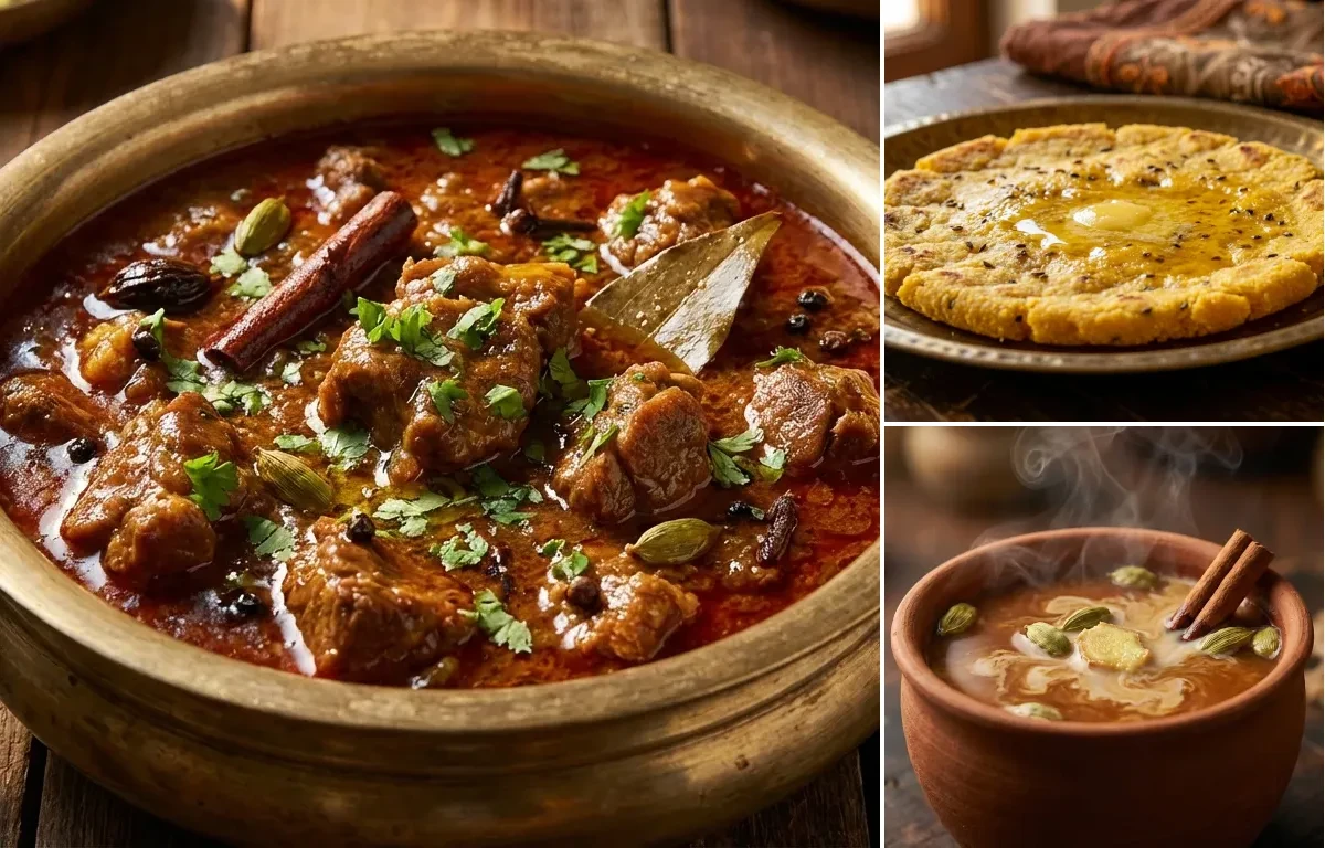 Shikari Mutton Curry with Makki ki Roti and Gur ki Chai