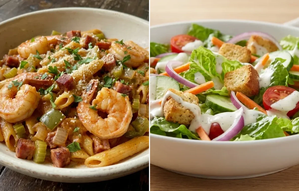 Shrimp and Tasso Pasta with Side Salad