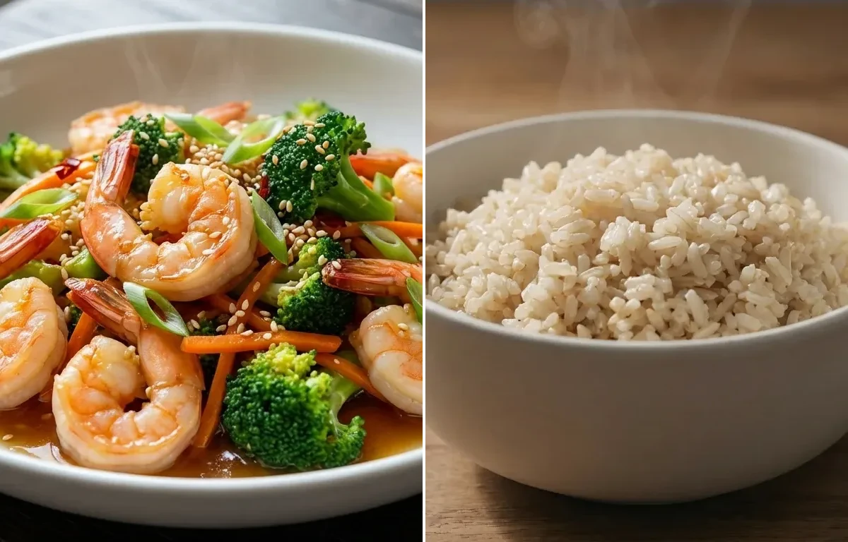 Shrimp Broccoli Stir-fry with Brown Rice