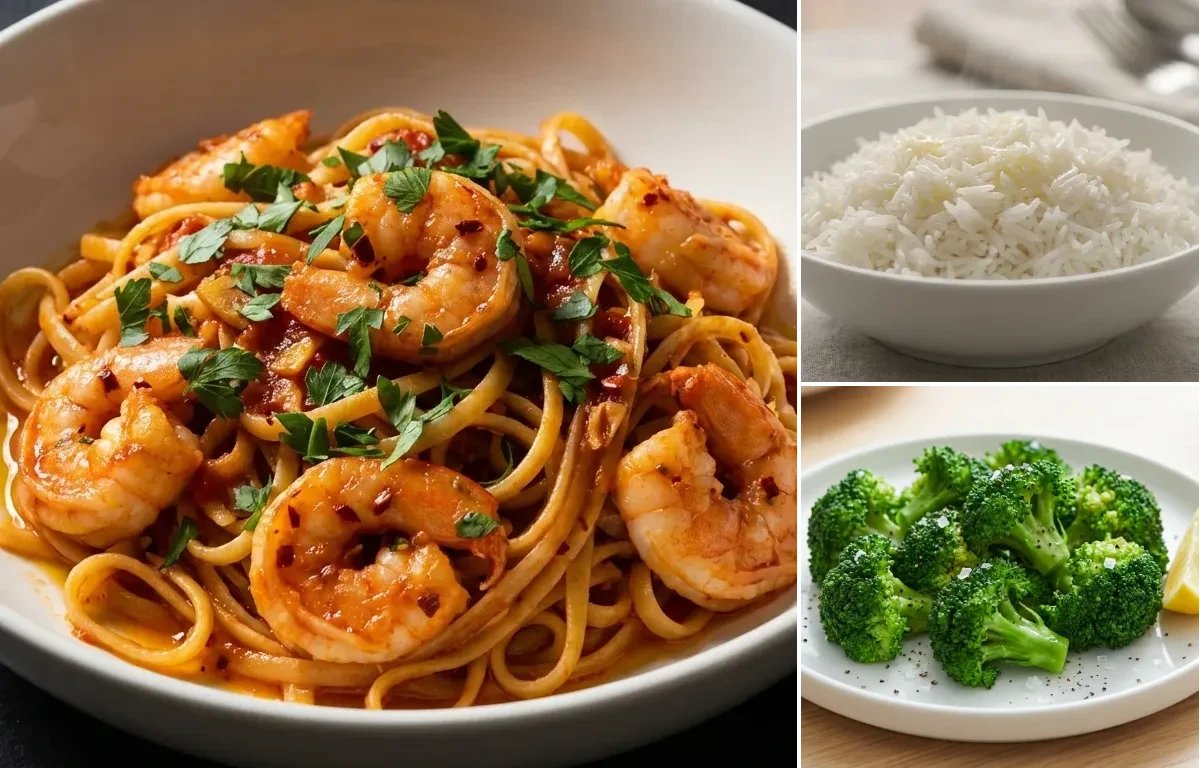 Shrimp Diablo with Steamed Basmati Rice and Steamed Broccoli