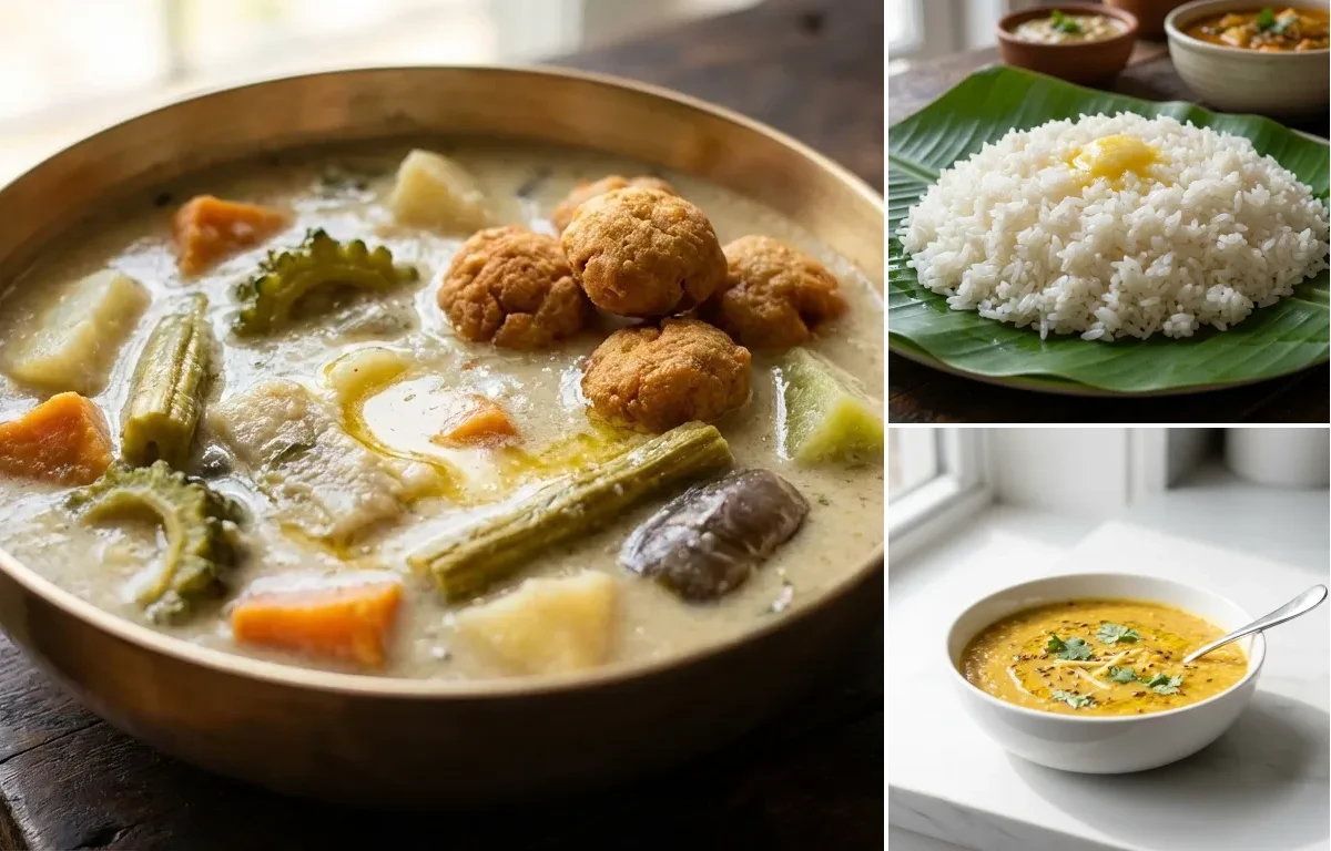 Shukto with Steamed White Rice with Toor Dal