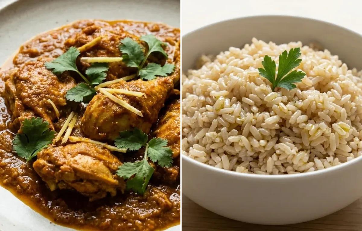 Simple Chicken Curry with Steamed Steamed White Rice