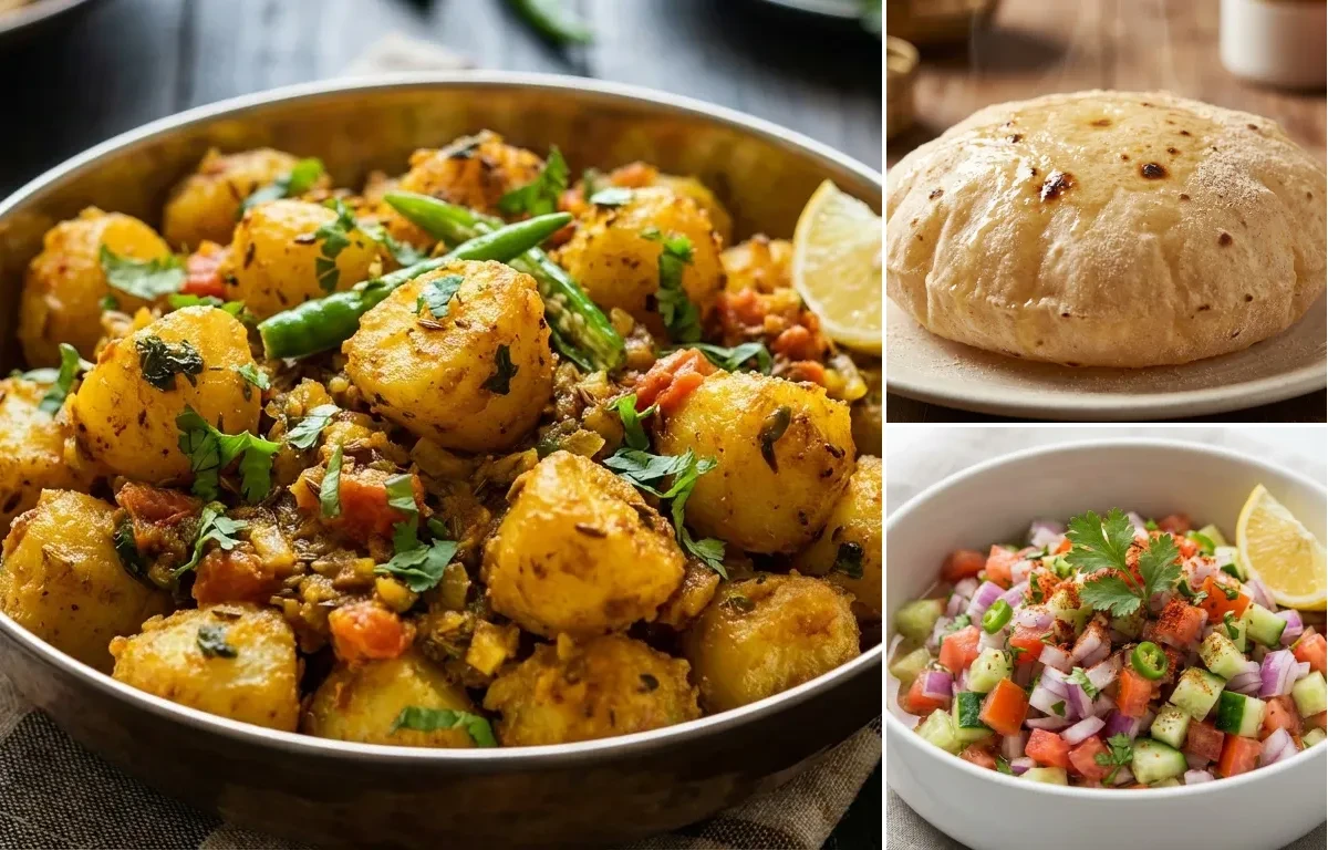 Sindhi Bhugge Aloo with Phulka