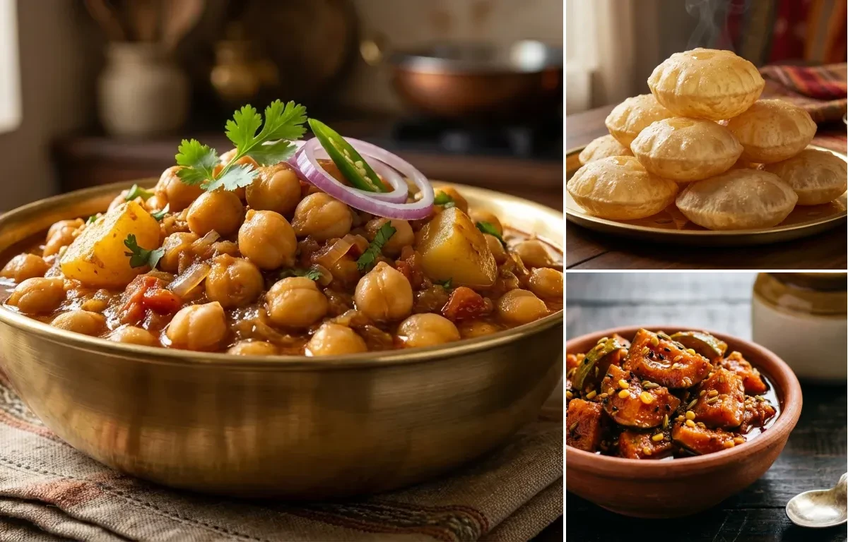 Sindhi Chole with Poori and Mango Pickle