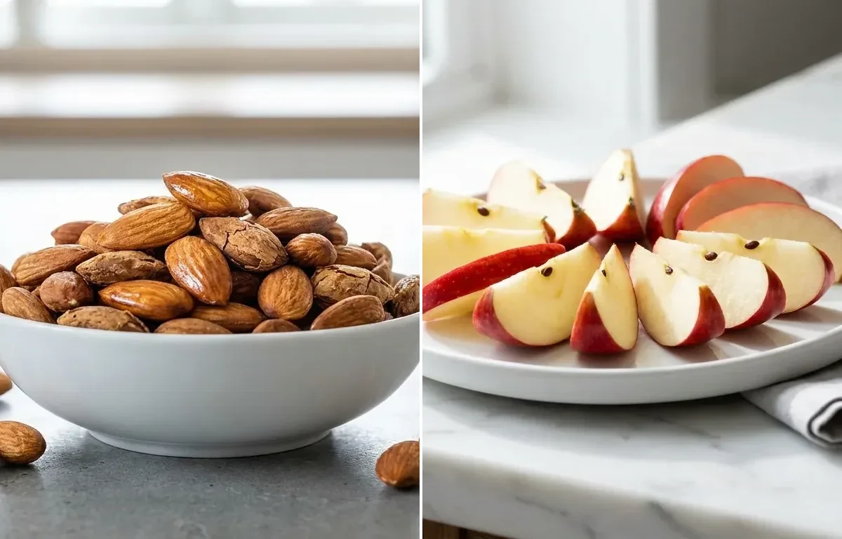Sliced Apple with Simple Mixed Nuts Snack