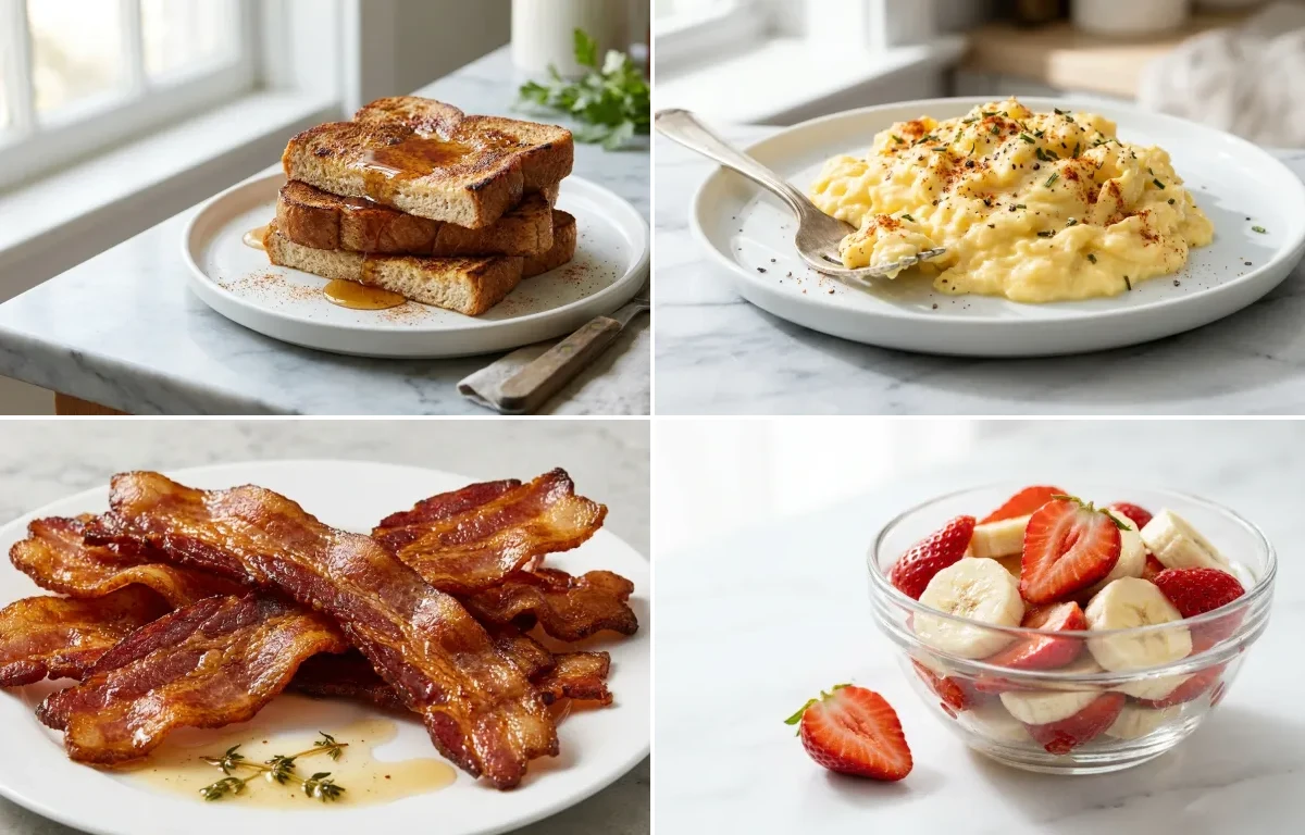 Sliced Fruit with Pan Fried Bacon
