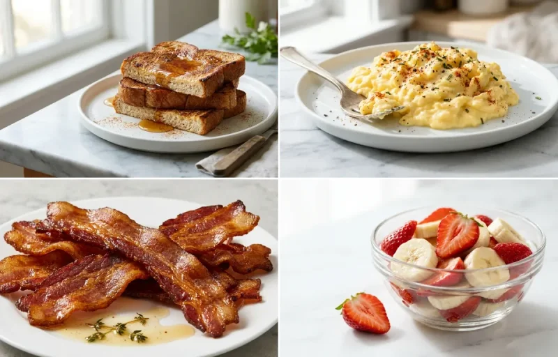 Sliced Fruit with Pan Fried Bacon