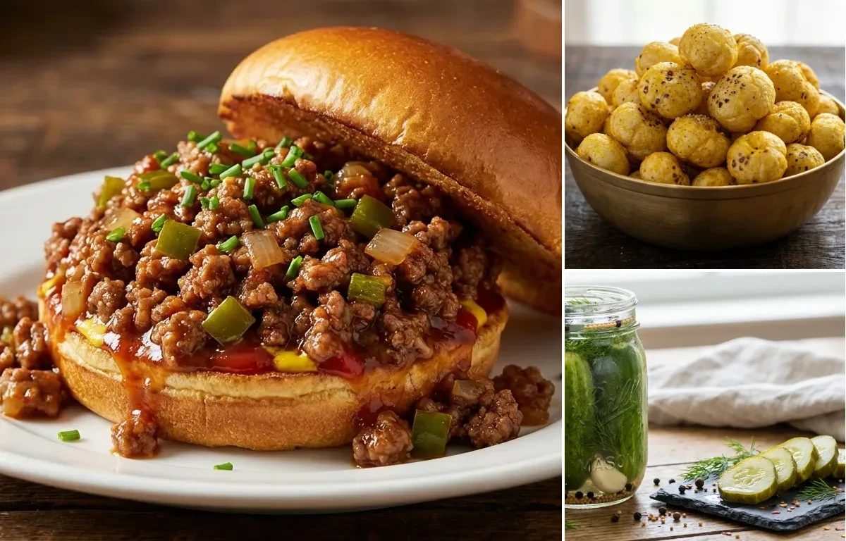 Sloppy Joes with Roasted Makhana and Dill Pickles