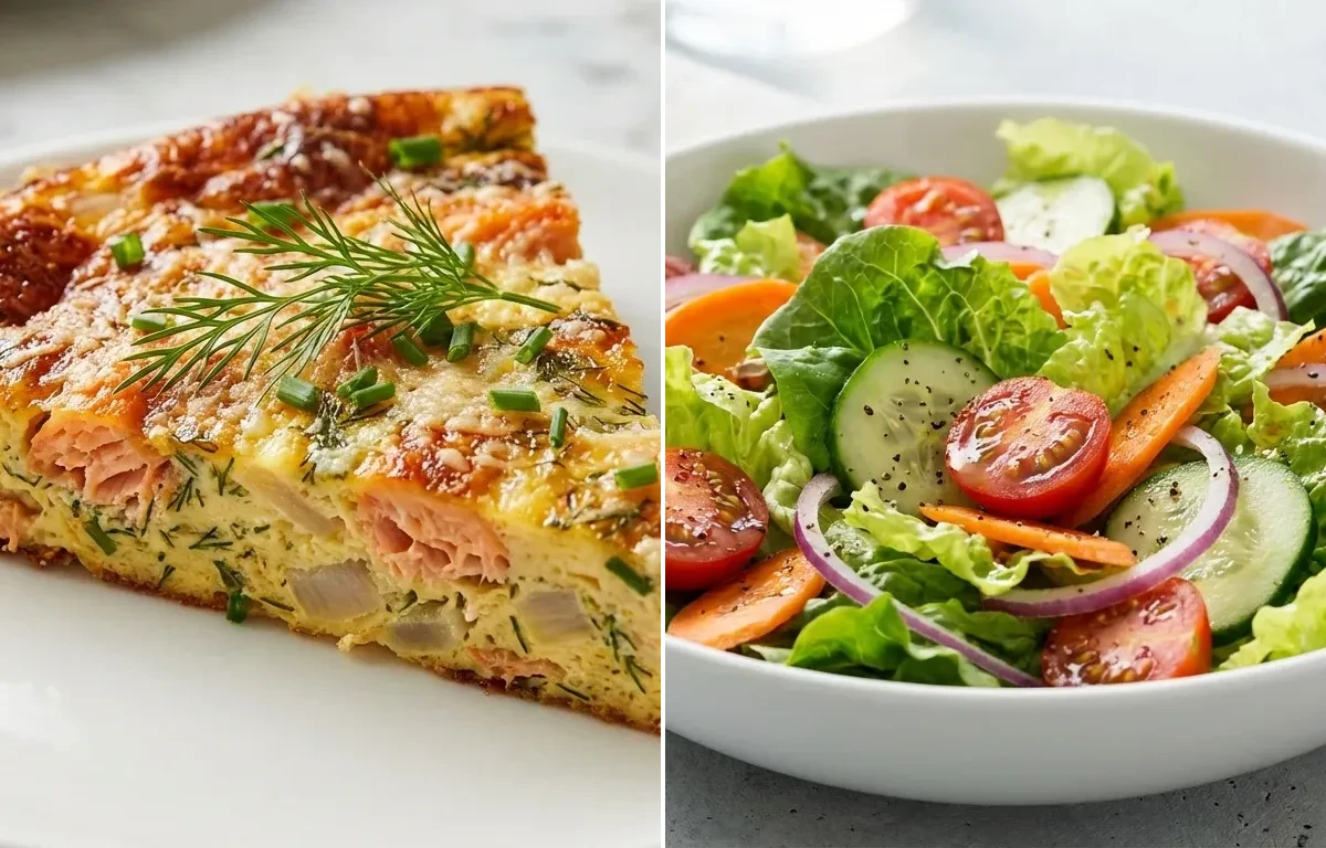 Smoked Salmon Frittata with Salad with Vinaigrette