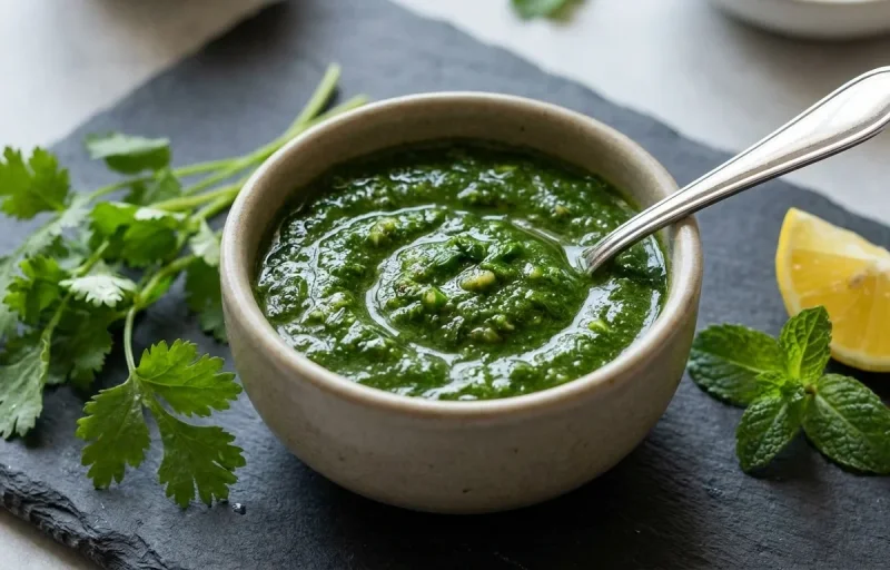 Soft Moong Dal Cheela with Coriander Mint Chutney