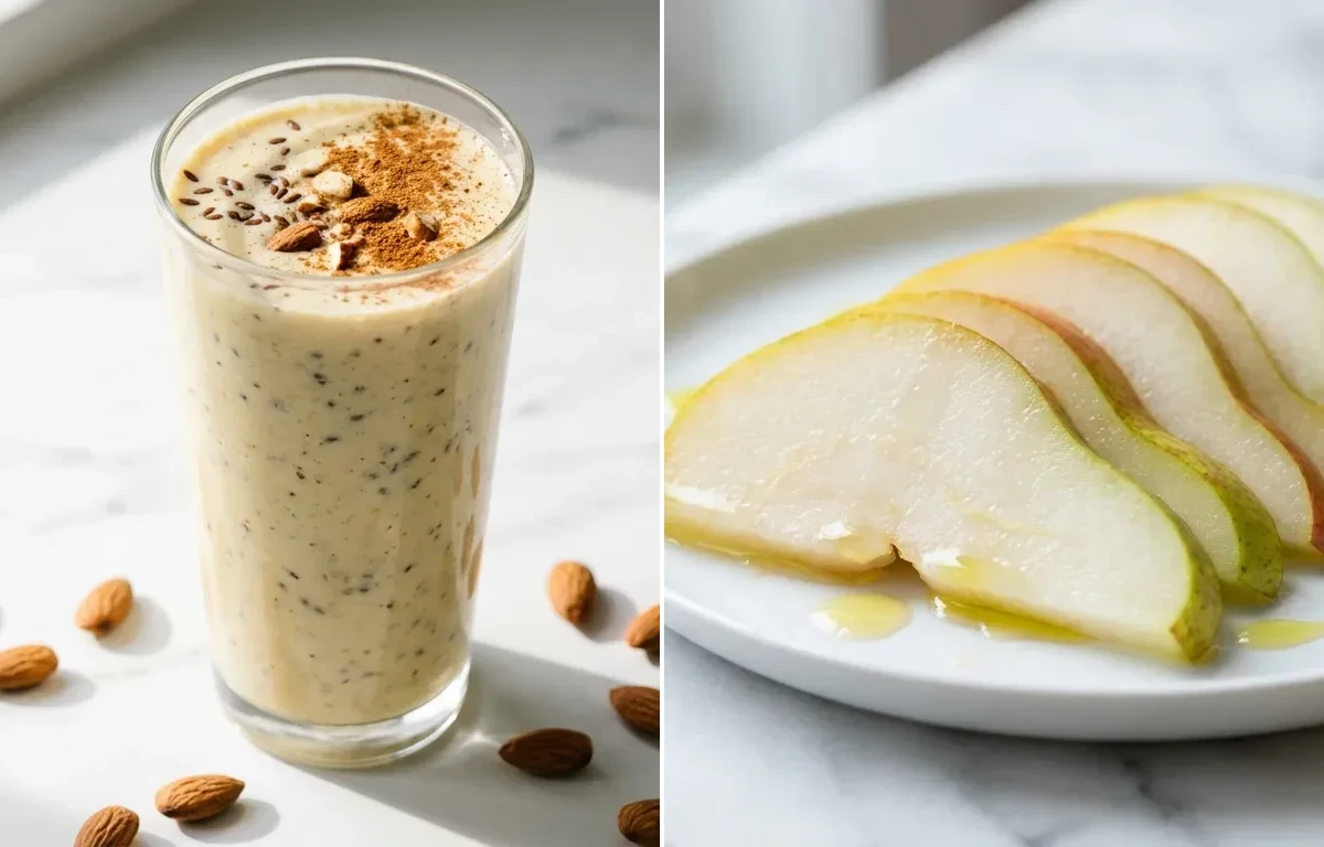 Soy Milk Banana Almond Smoothie with Fresh Pear