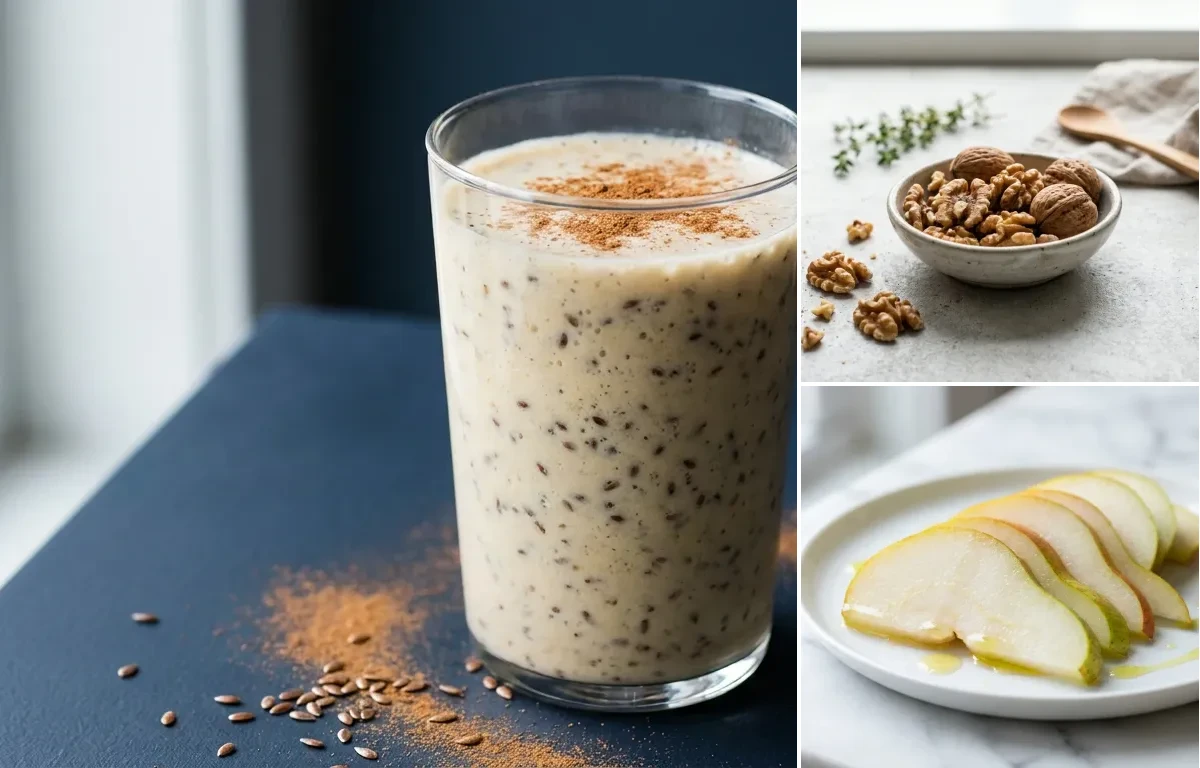 Soy Milk Banana Smoothie with Walnuts Small Portion with Fresh Pear