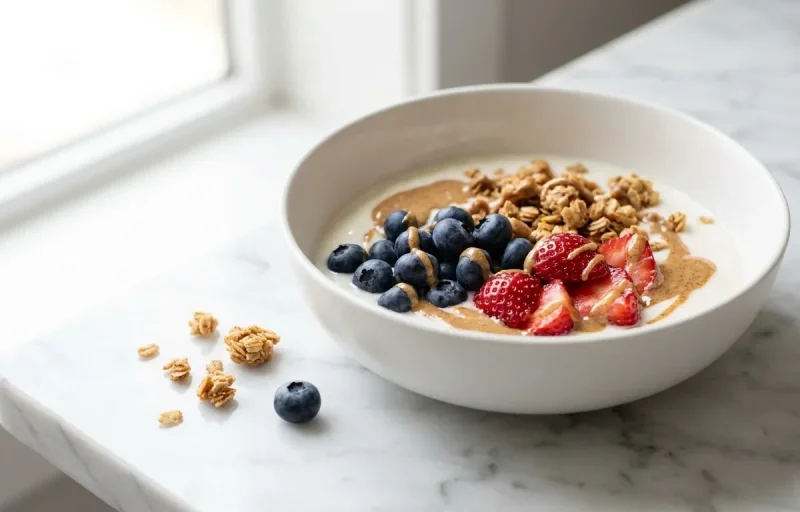 Soy Yogurt with Berries and Almond Butter