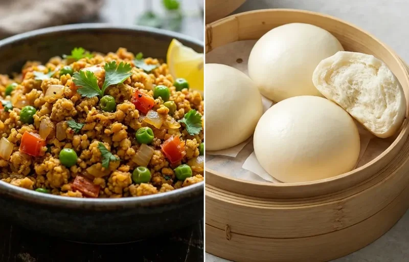 Soya Bhurji with Steamed Bao Buns