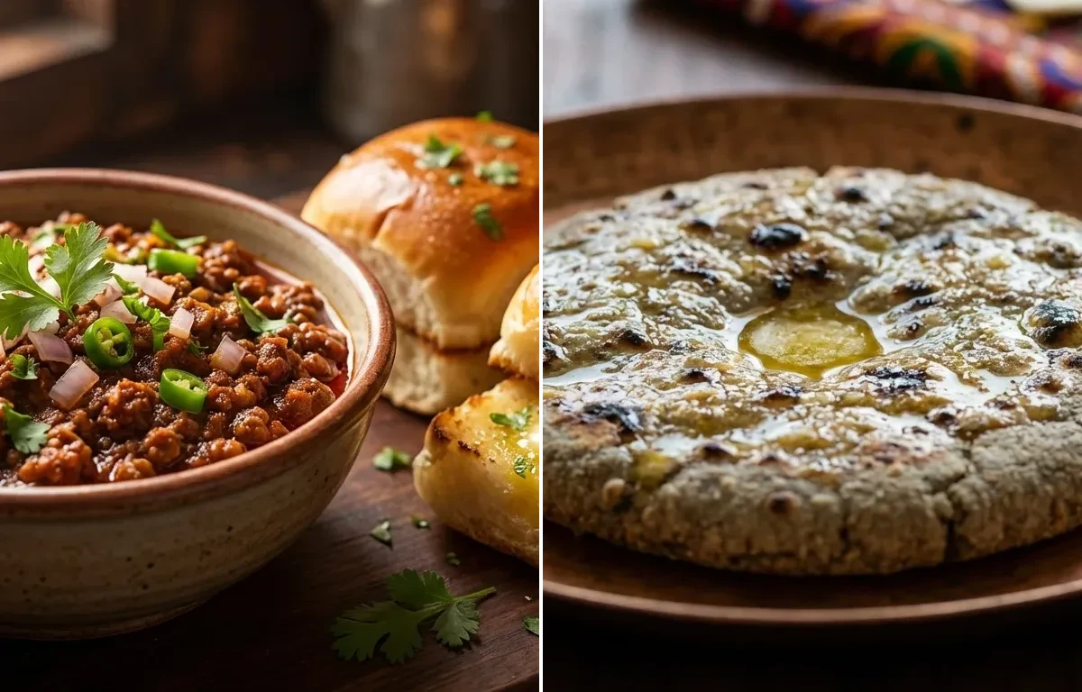 Soya Keema Pav with Bajra Roti
