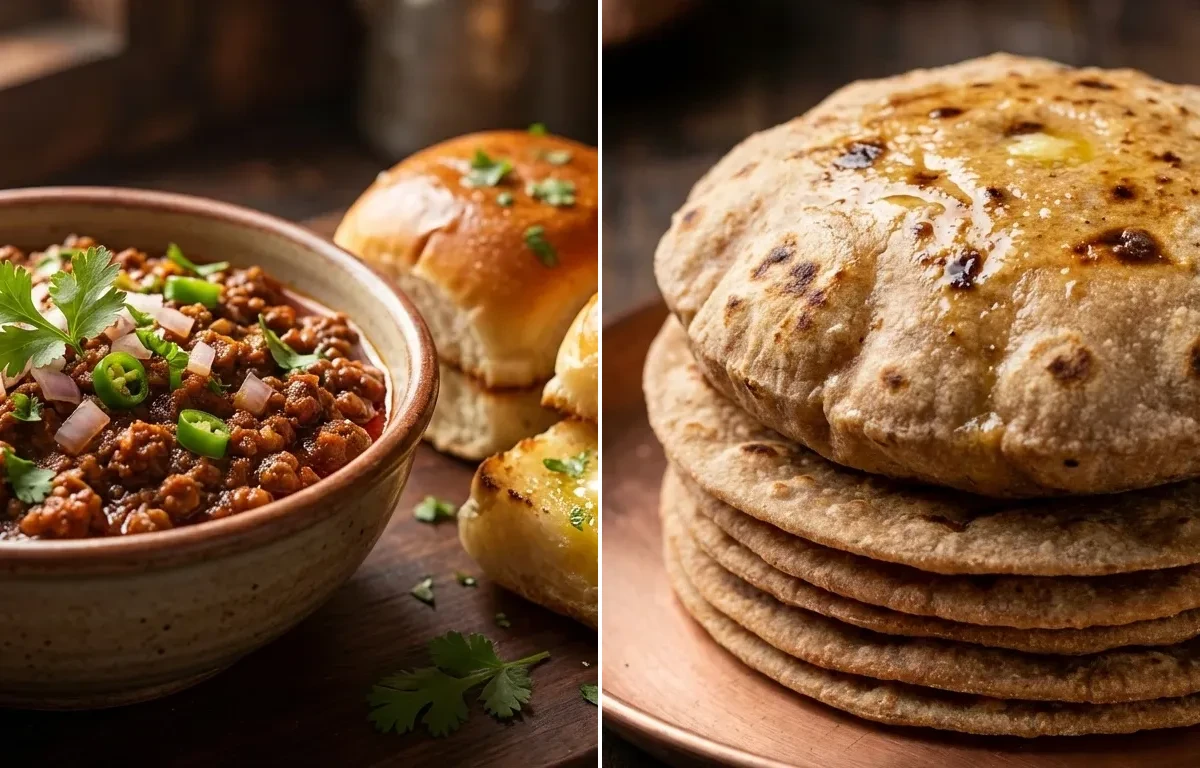 Soya Keema Pav with Whole Wheat Roti