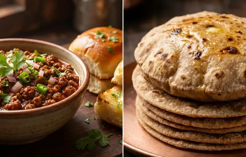 Soya Keema Pav with Whole Wheat Roti