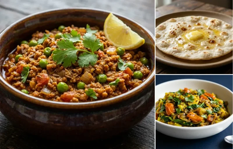 Soya Keema with Jowar Roti with Mixed Vegetable Shaak
