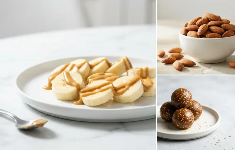 Spiced Chaas with Banana With Peanut Butter with Handful of Almonds + supplement + iron