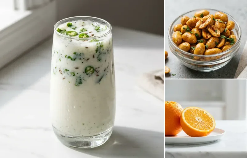 Spiced Chaas with Roasted Peanuts with Orange