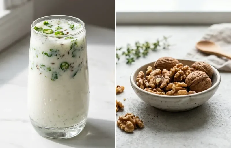 Spiced Chaas with Walnuts Small Portion with Orange
