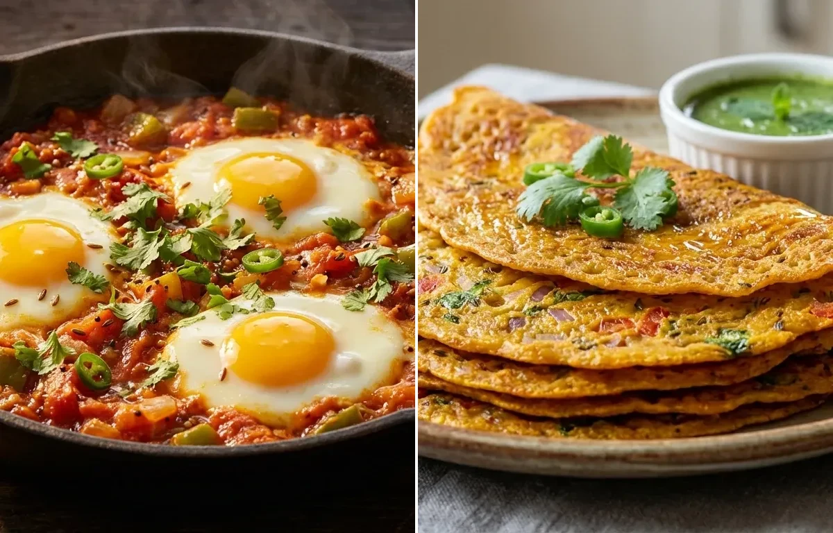 Spiced Shakshuka with Besan Cheela