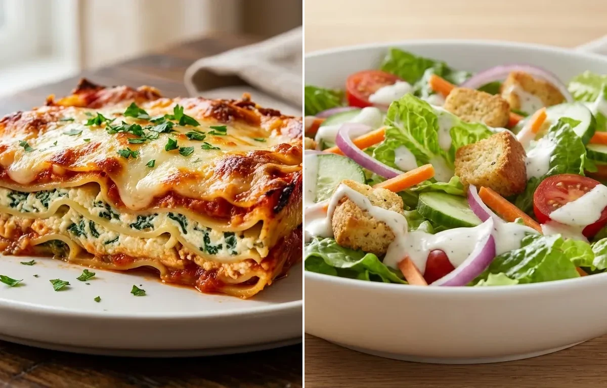 Spinach and Ricotta Lasagna with Side Salad