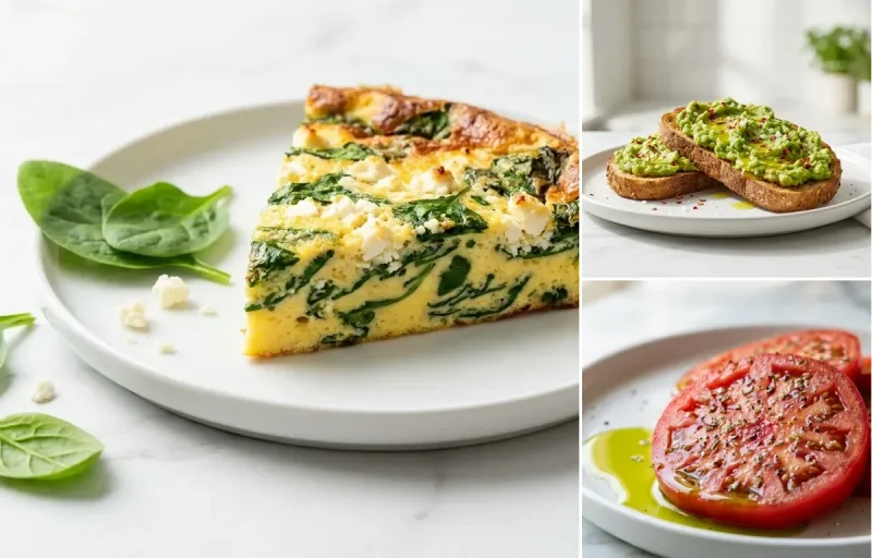 Spinach Feta Frittata with Sliced Tomato
