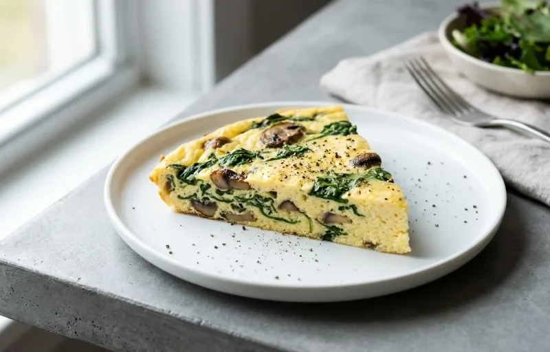 Spinach Mushroom Frittata with Beet Walnut Salad and Yogurt With Fruit