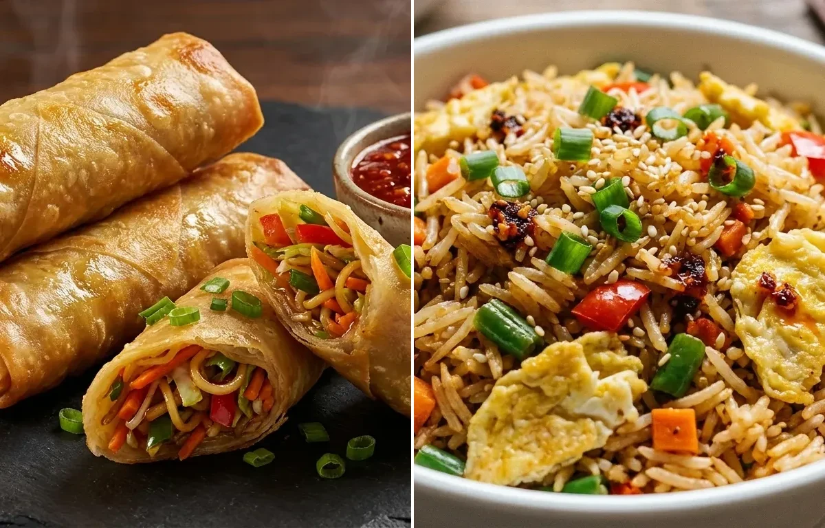 Spring Roll with Egg Fried Rice