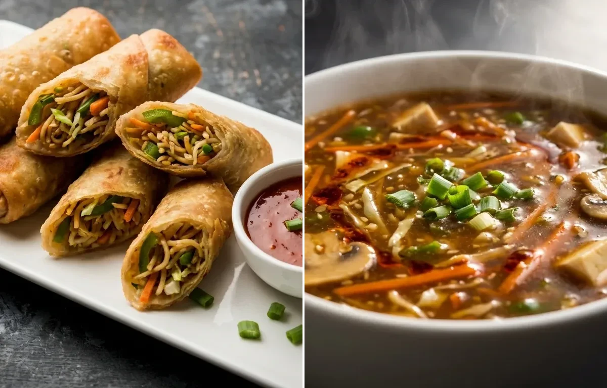 Spring Rolls with Hot and Sour Soup