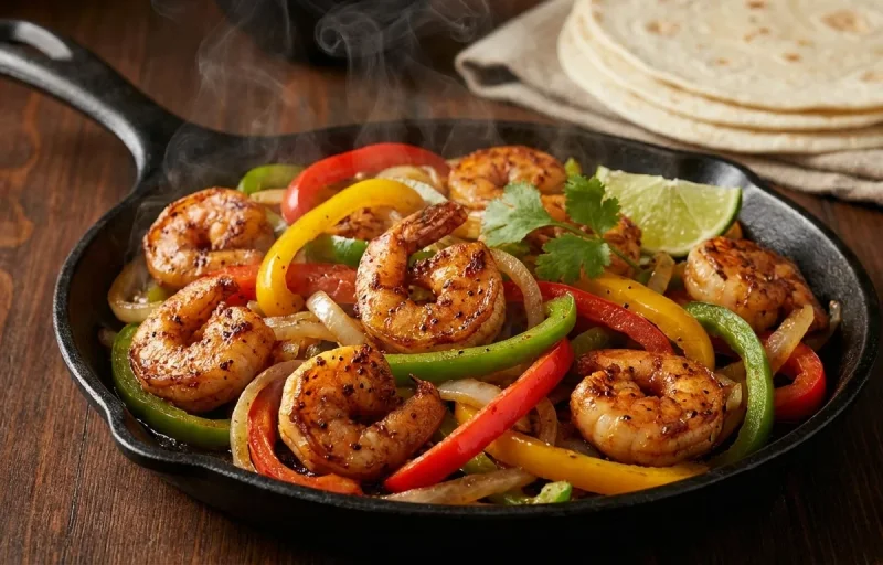 Sprouted Moong Salad with Shrimp Fajitas