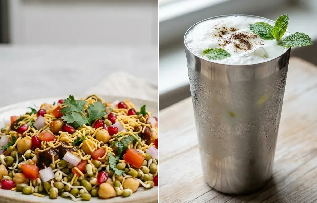 Sprouts chaat + Lassi