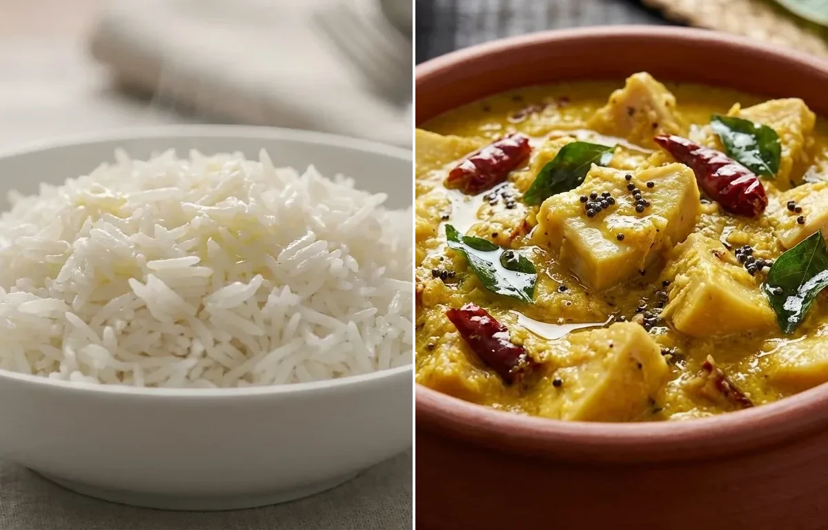 Steamed Basmati Rice with Ponsa Ghashi