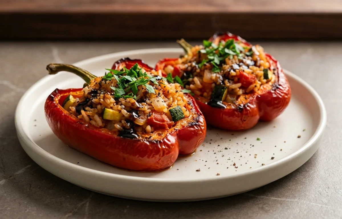 Stuffed Bell Peppers with Herbed Lentil Soup No-Salt