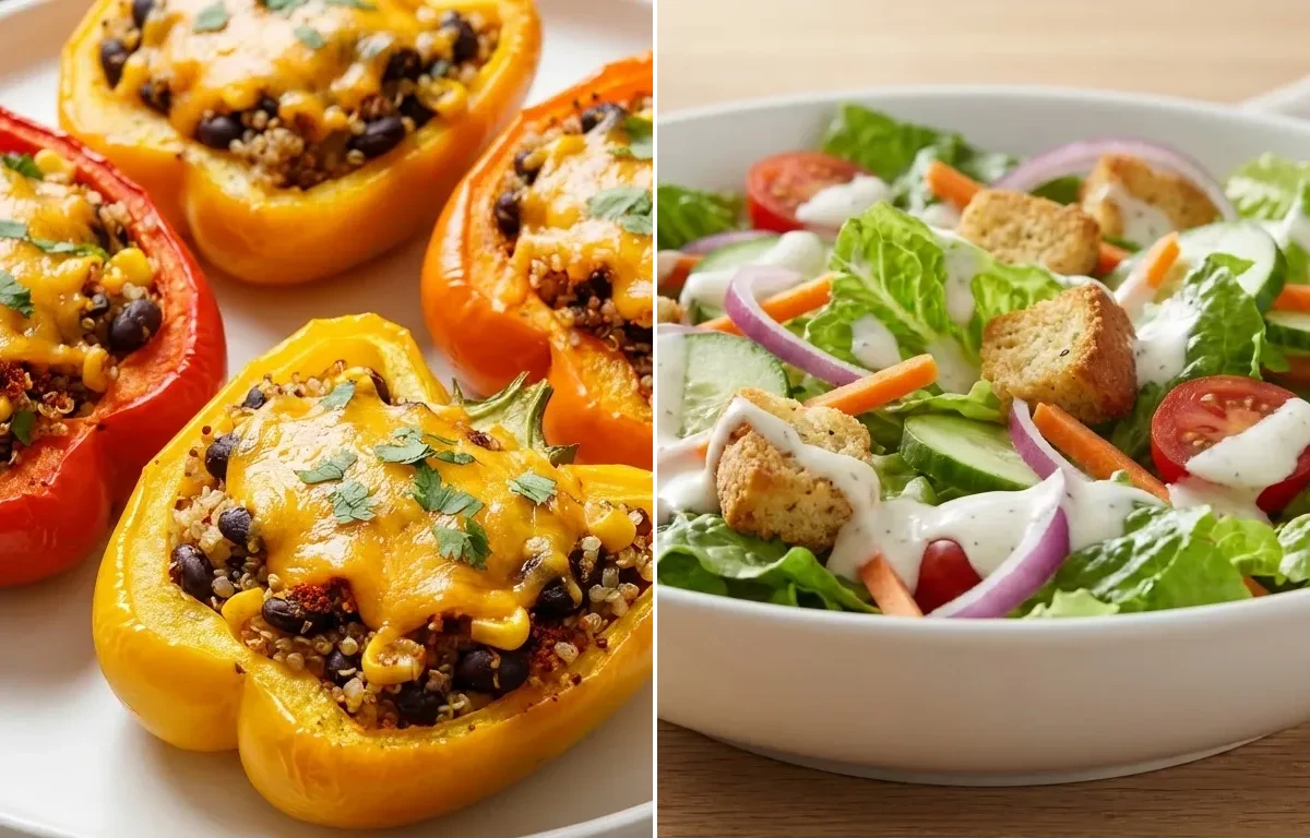 Stuffed Bell Peppers with Quinoa with Side Salad