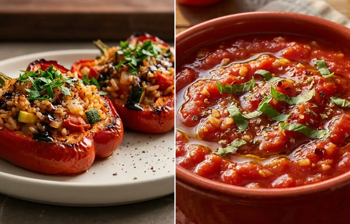 Stuffed Bell Peppers with Tomato Sauce