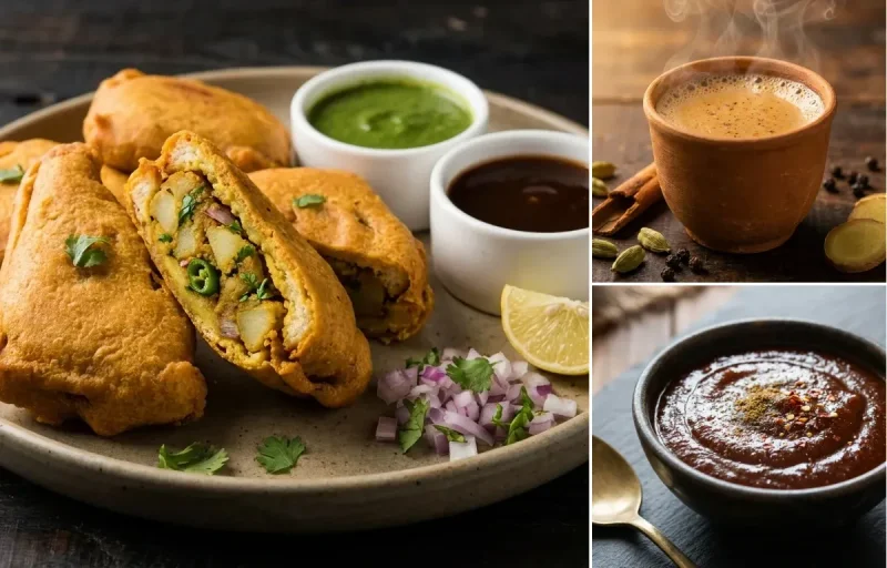 Stuffed Bread Pakora with Tamarind Chutney