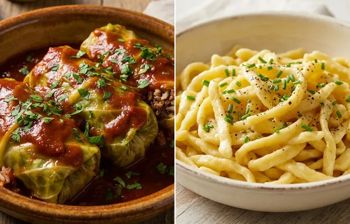 Stuffed Cabbage Rolls with Egg Noodles
