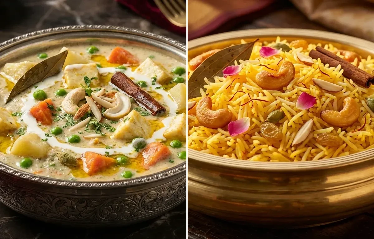 Subz-e-Mughal with Kesar Pulao