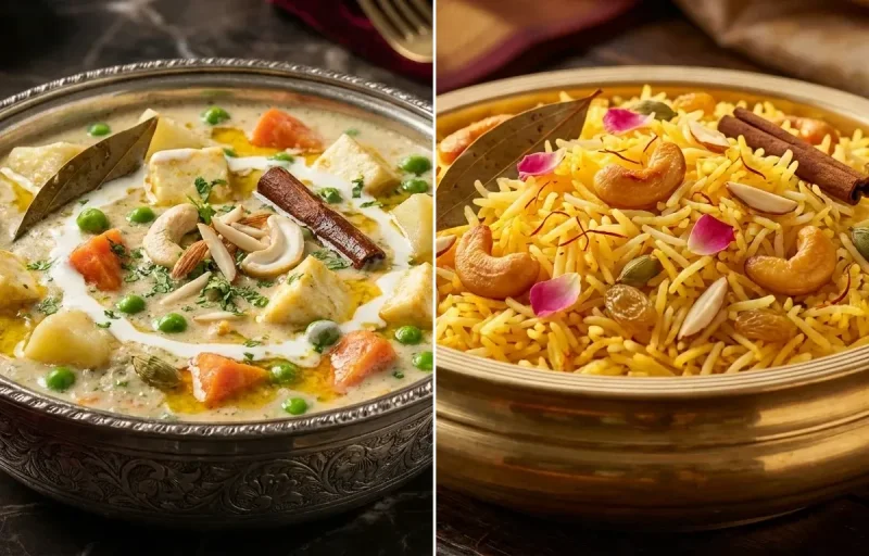 Subz-e-Mughal with Kesar Pulao