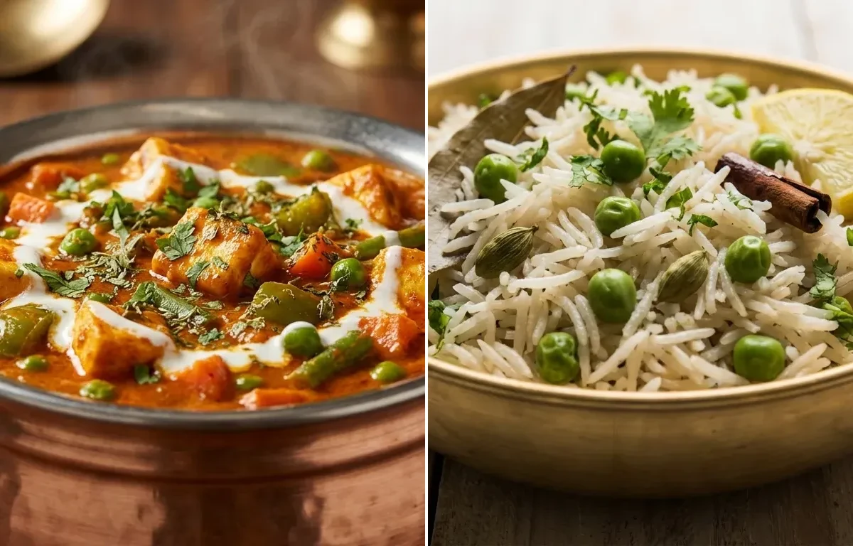Subz Makhanwala with Peas Pulao