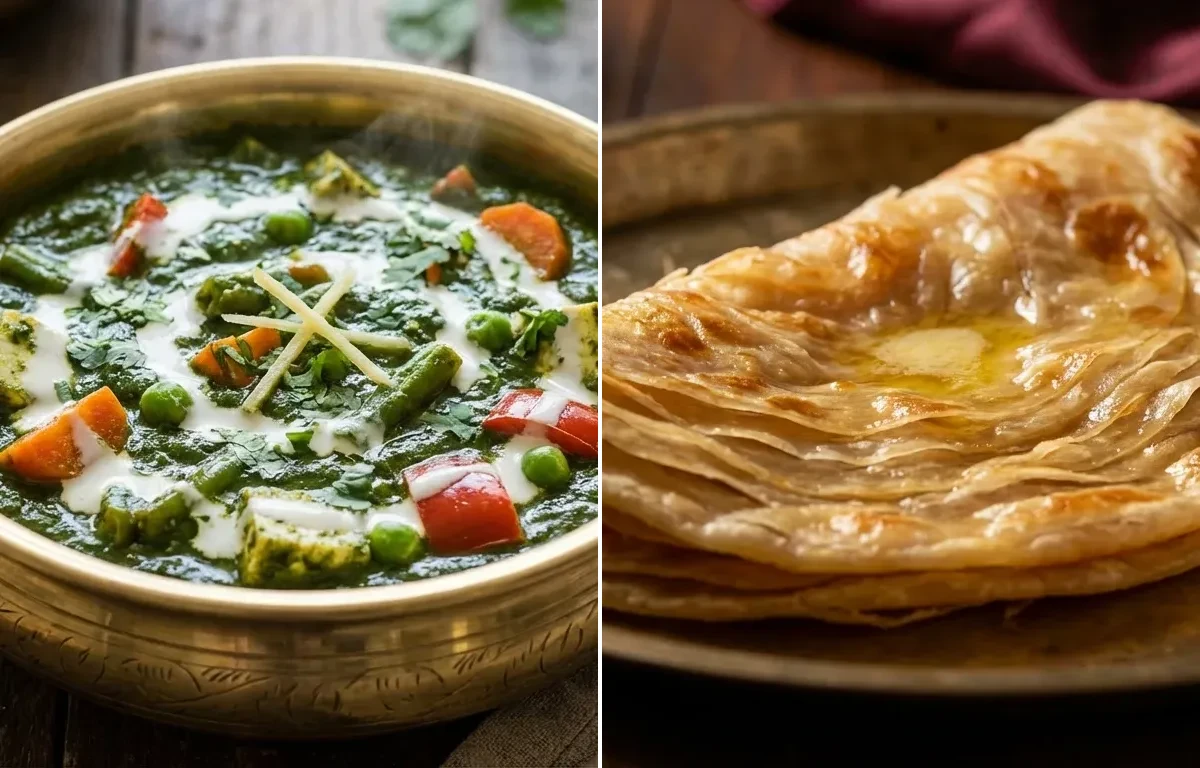 Subz Miloni with Warqi Paratha